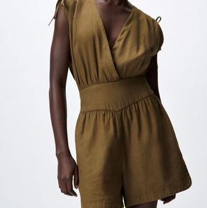 Zara Linen Short Jumpsuit